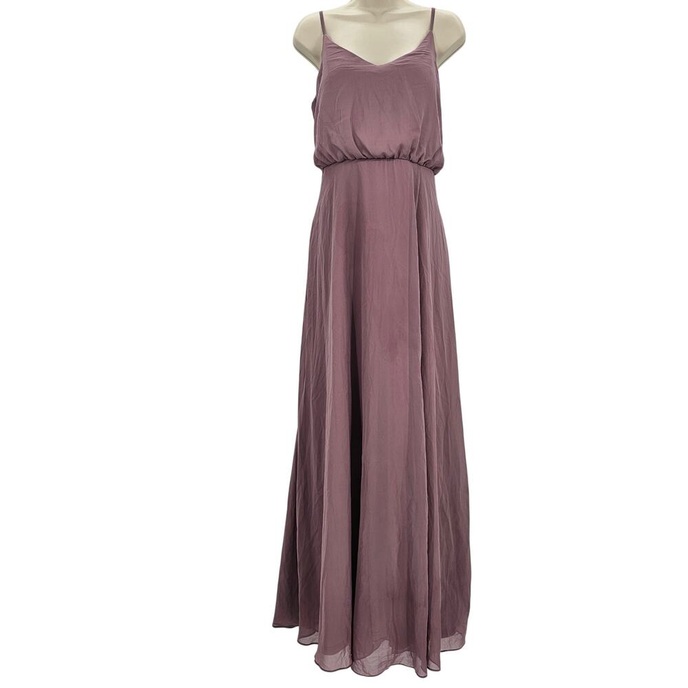Birdy Grey Womans size XL Gwennie Blouson Chiffon Maxi Dress Gown Dark Mauve NEW